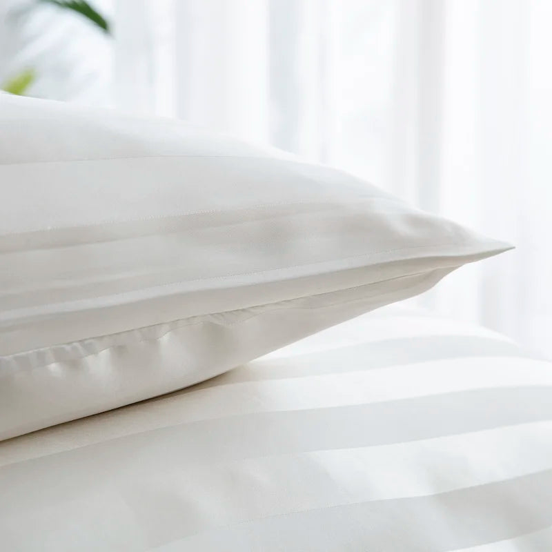 Parure Housse de couette rayée en Satin