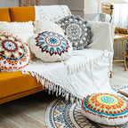 Housse de Coussin Ronde Ethnique Marocaine