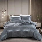 Parure Housse de couette rayée en Satin