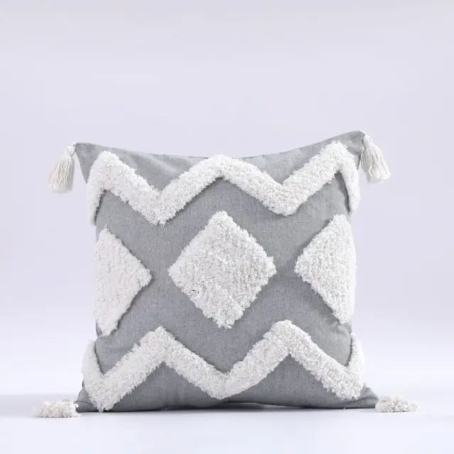 Housse de Coussin à Pompons style Bohème Nordique
