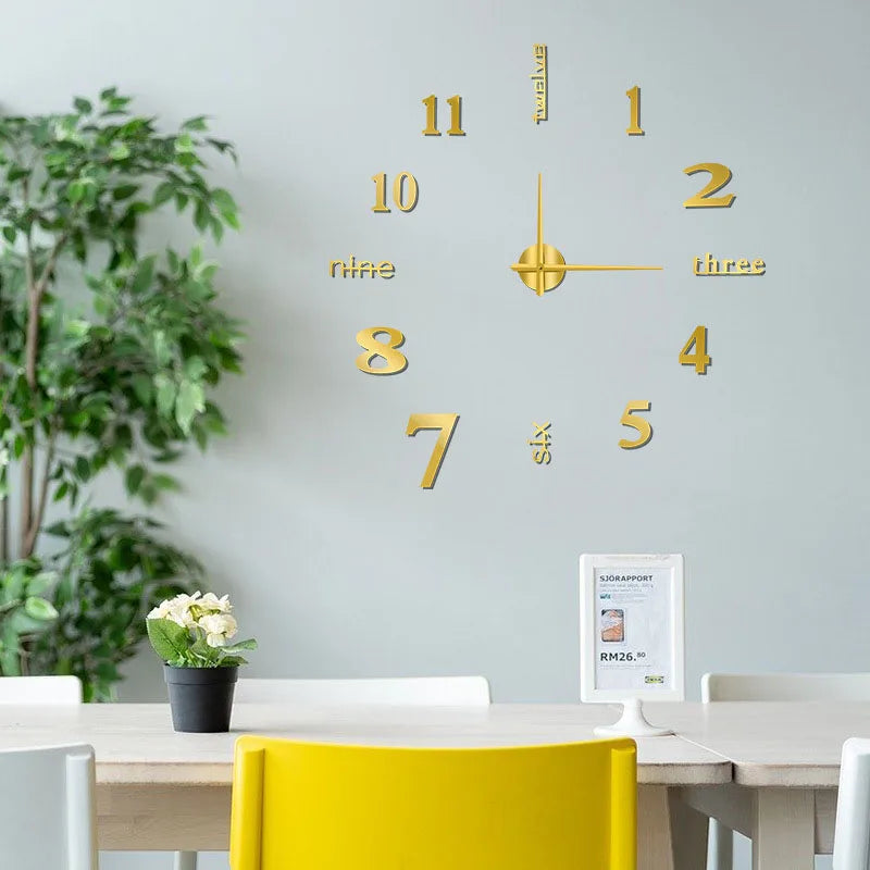 Grande Horloge Murale 3D silencieuse