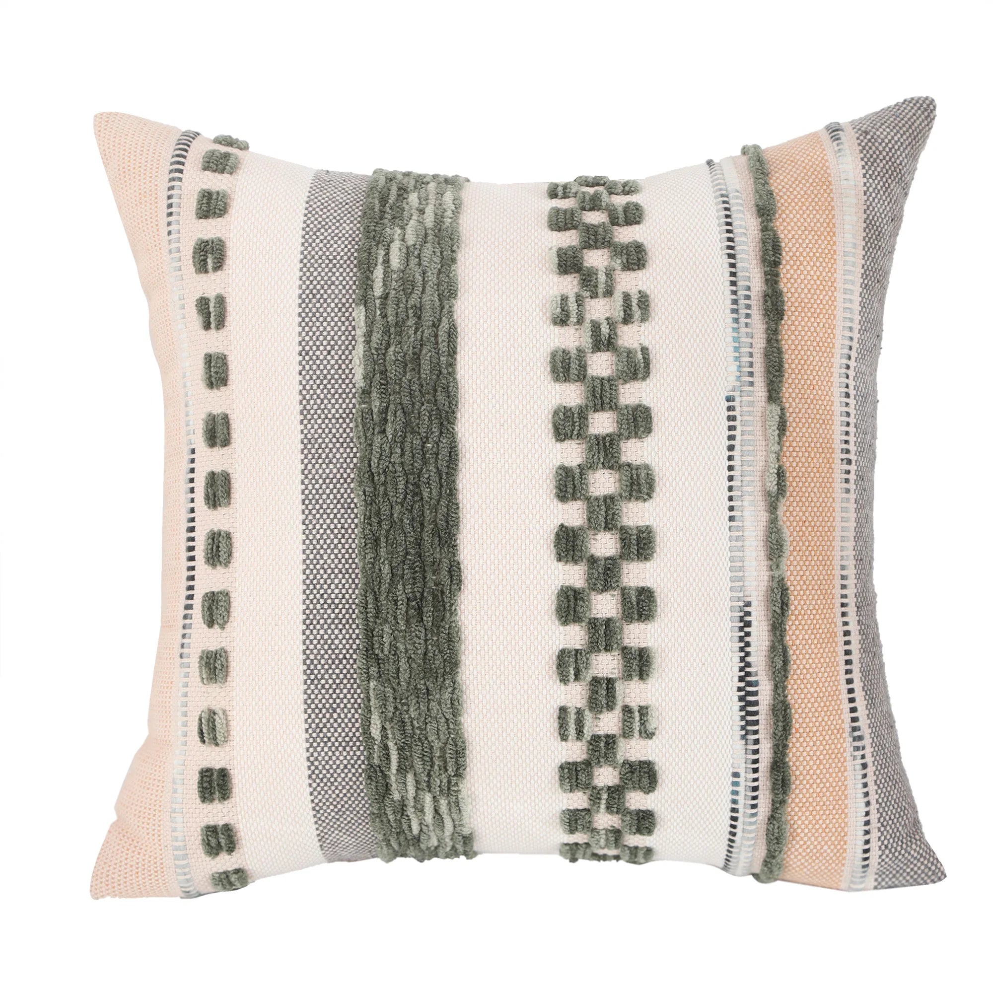 Housse de Coussin Bohème en chenille rayée