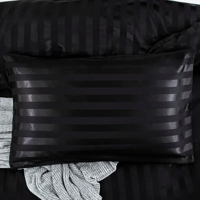 Parure Housse de couette rayée en Satin
