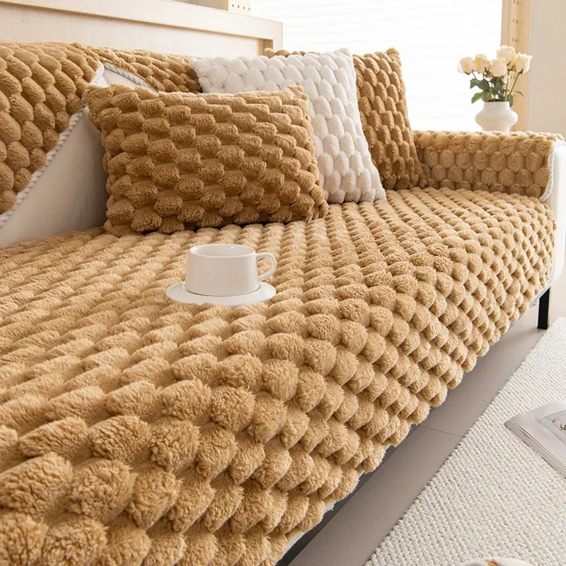 Housse de canapé d'hiver épaisse en peluche