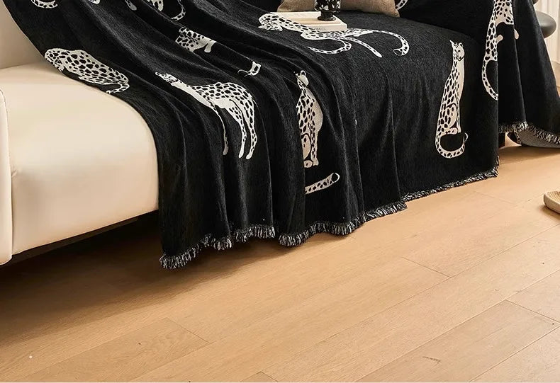 Housse de Canapé en Chenille Léopard