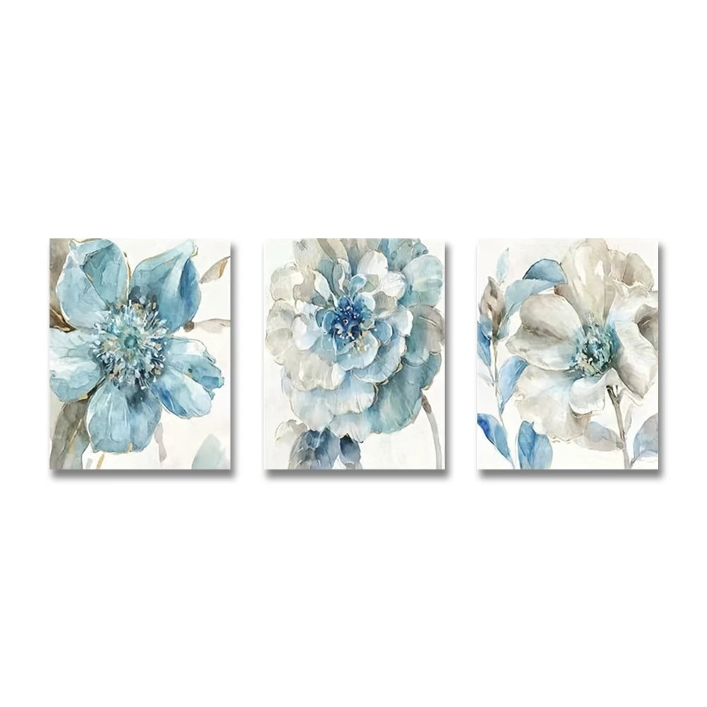 Toile Florale Bleue Abstraite