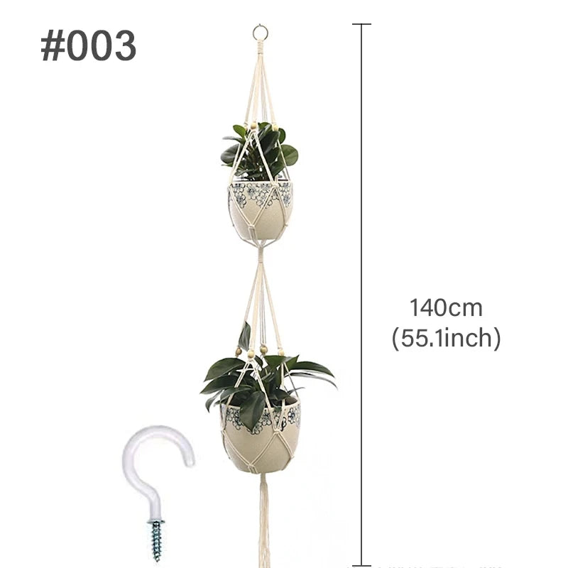 Macramé Mural Porte plantes - Paniers suspendus
