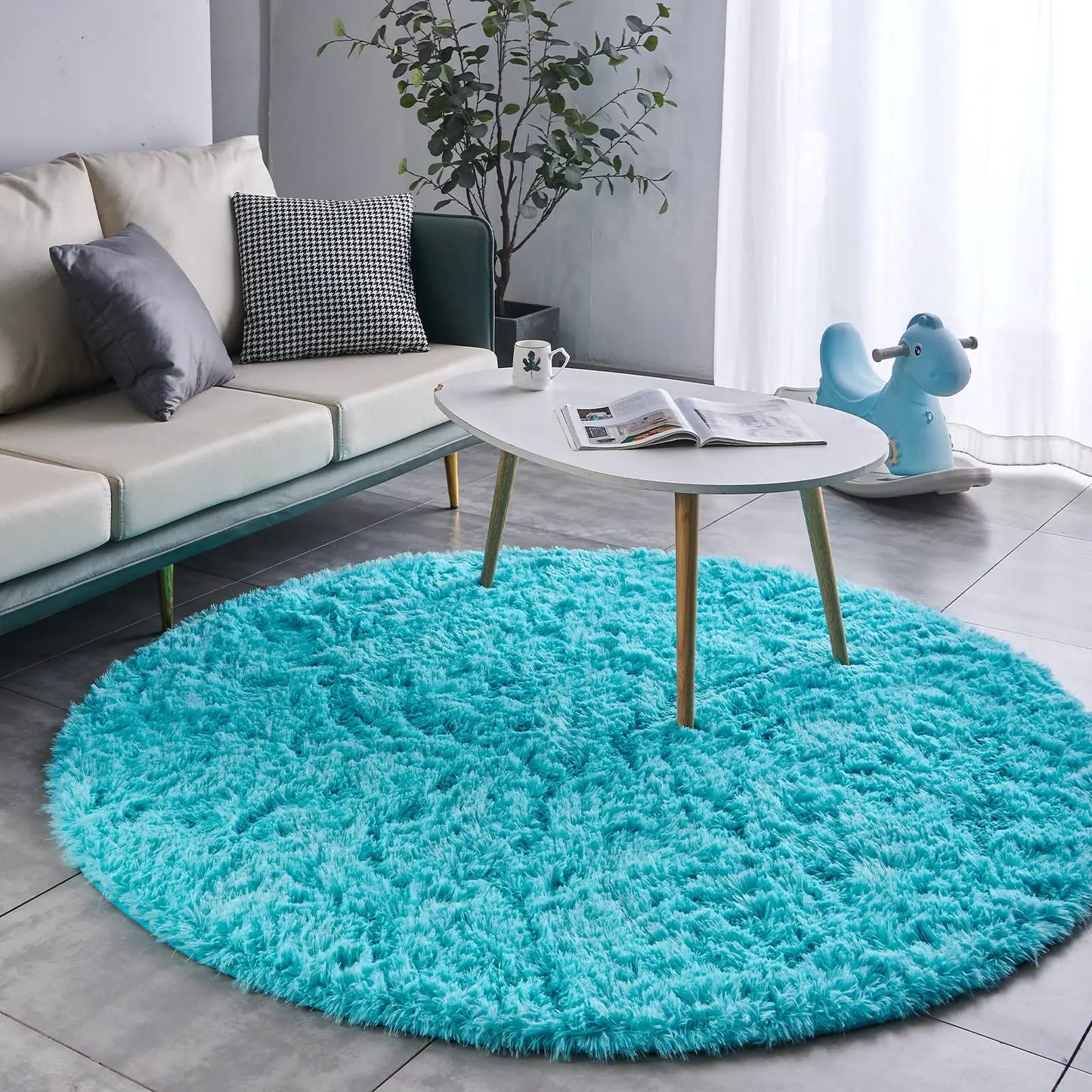 Tapis Rond en Peluche