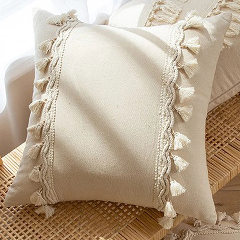Housse de Coussin Marocaine à Franges
