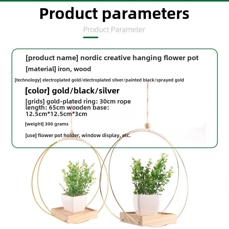 Macramé suspendue en bois naturel - Jardinière