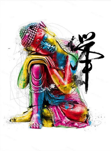 Tableau Moderne Bouddha Abstrait Coloré