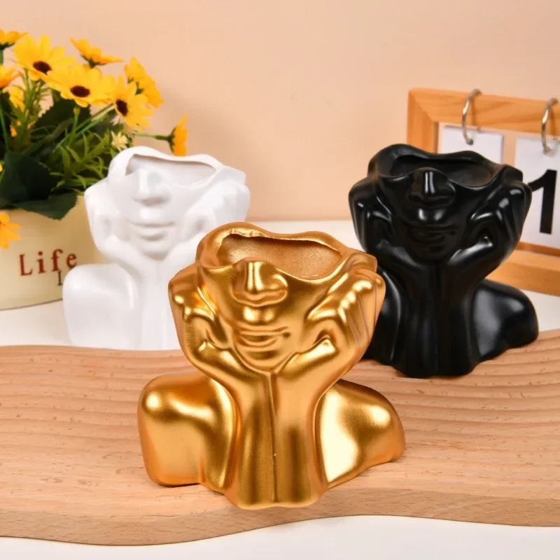 Vase en Résine Visage Femme