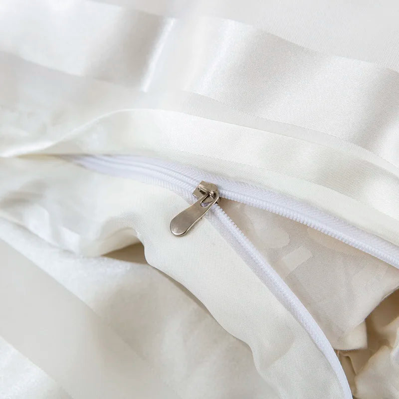 Parure Housse de couette rayée en Satin