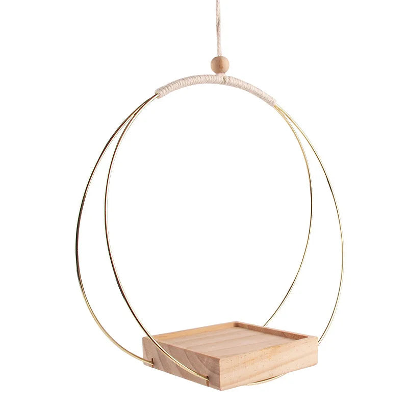 Macramé suspendue en bois naturel - Jardinière