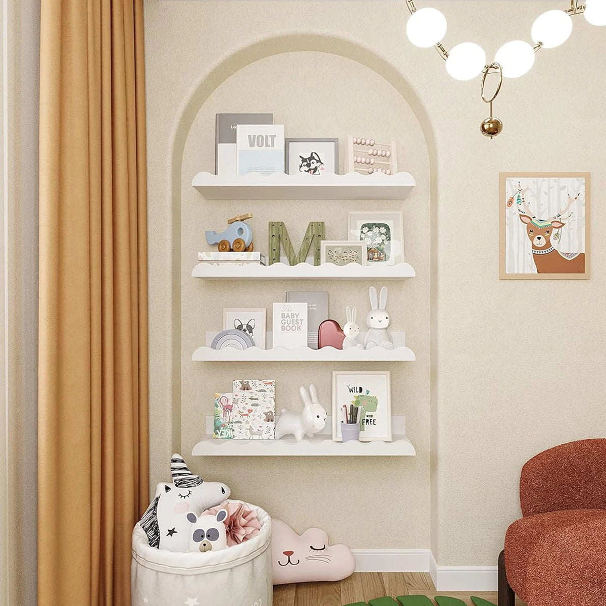 Étagère Ondulé Blanc en Bois