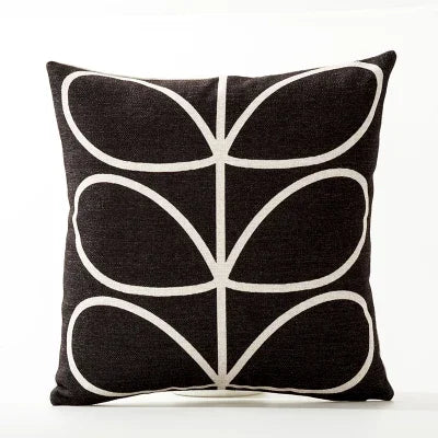 Housse de Coussin en Lin à fleurs géométriques modernes