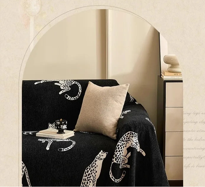 Housse de Canapé en Chenille Léopard