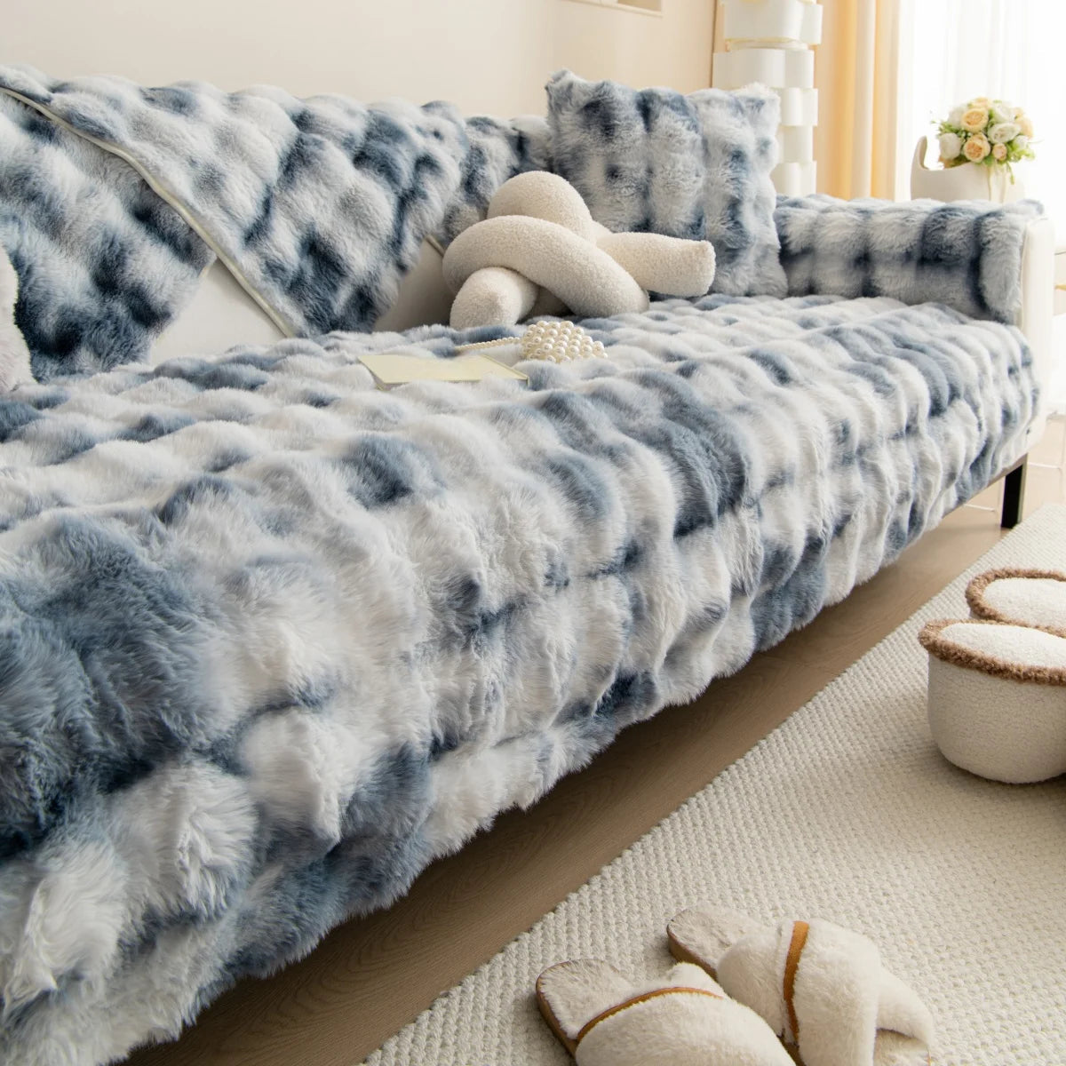 Housse de Canapé en Peluche de Fourrure