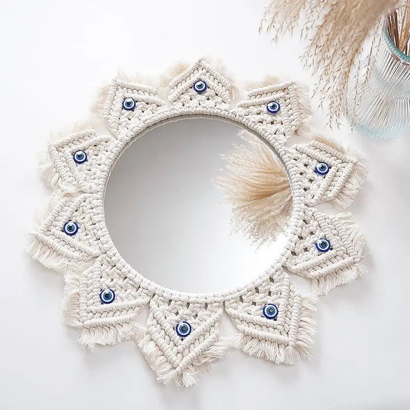 Miroir Décoratif Bohème en Macramé