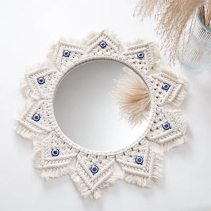 Miroir Décoratif Bohème en Macramé