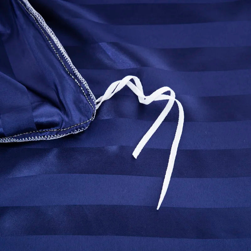 Parure Housse de couette rayée en Satin