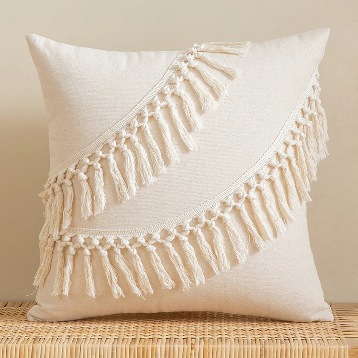 Housse de Coussin Marocaine à Franges