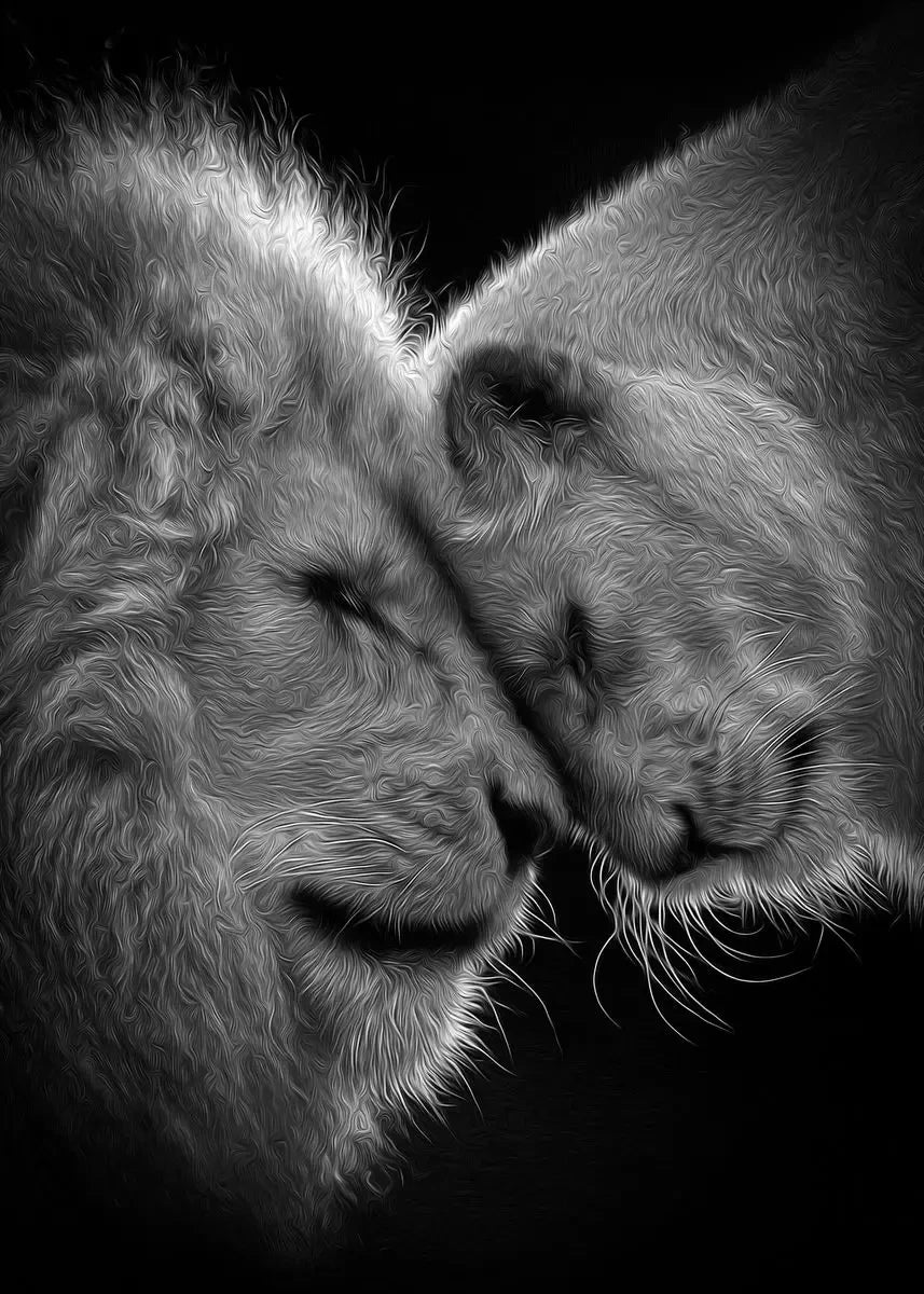 Tableau Moderne Famille Lion