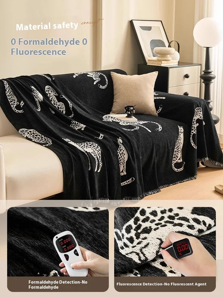 Housse de Canapé en Chenille Léopard