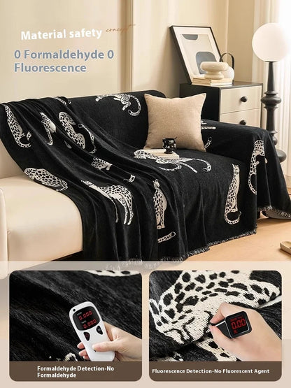 Housse de Canapé en Chenille Léopard