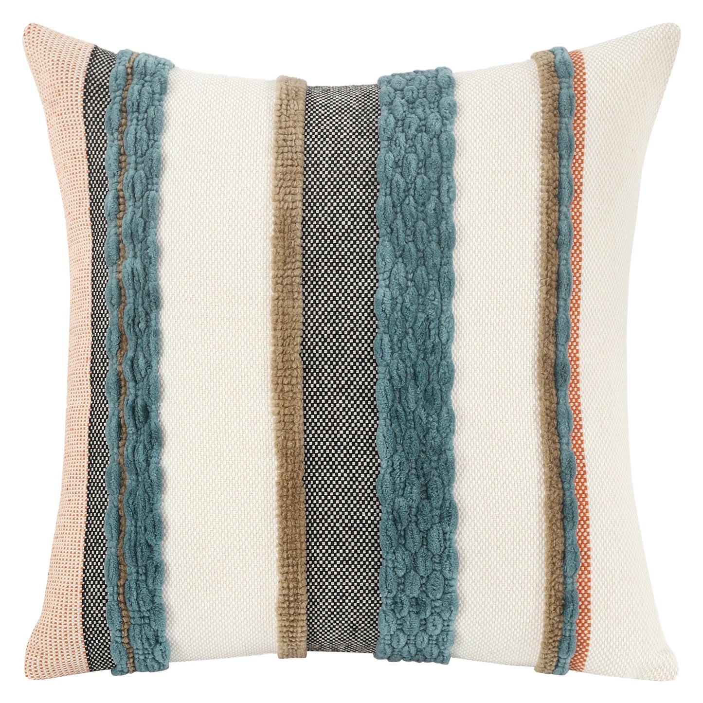 Housse de Coussin Bohème en chenille rayée
