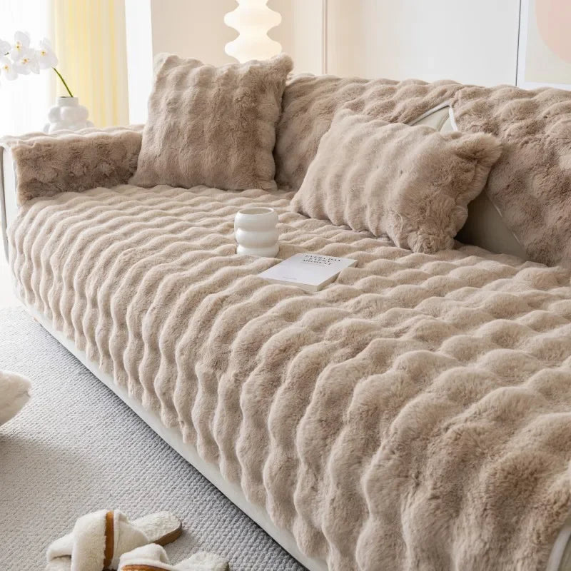Housse de Canapé en Peluche Epaisse