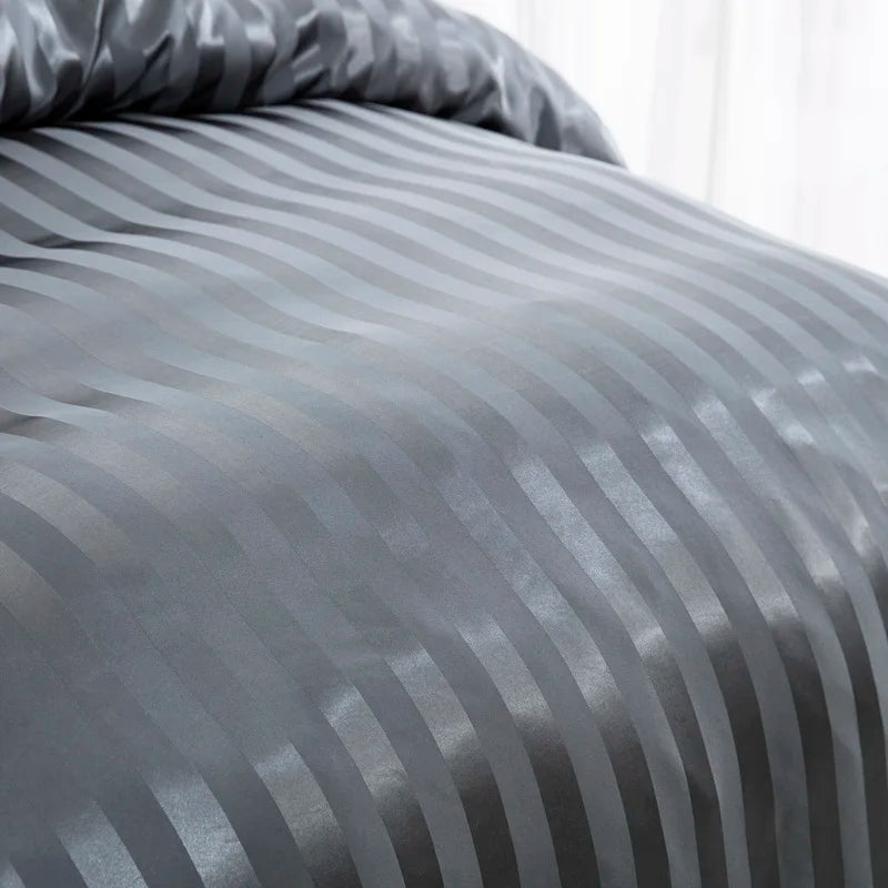 Parure Housse de couette rayée en Satin