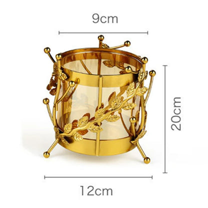 Vase en Verre et Métal Doré