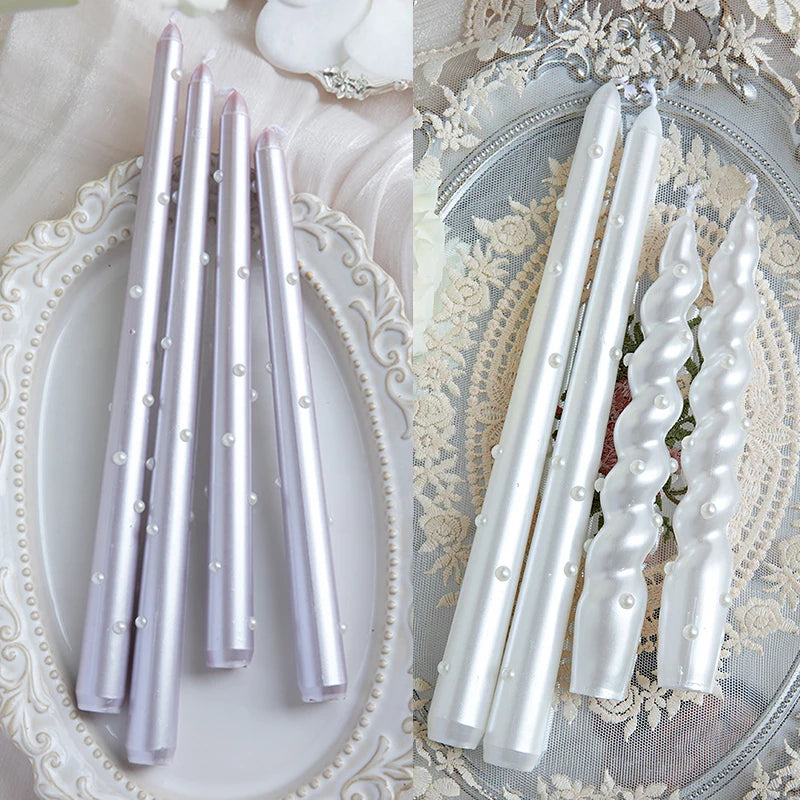 Bougies Romantiques en perles blanches