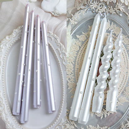 Bougies Romantiques en perles blanches