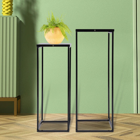 Etagère Support pour plantes Noir 2 pièces
