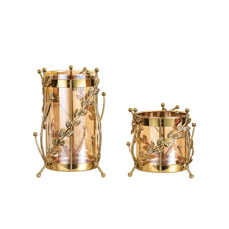 Vase en Verre et Métal Doré