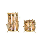 Vase en Verre et Métal Doré