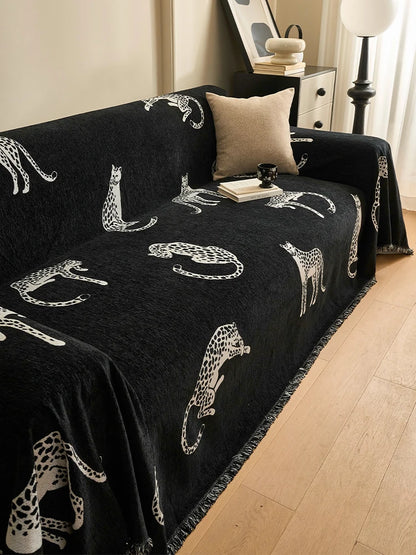 Housse de Canapé en Chenille Léopard