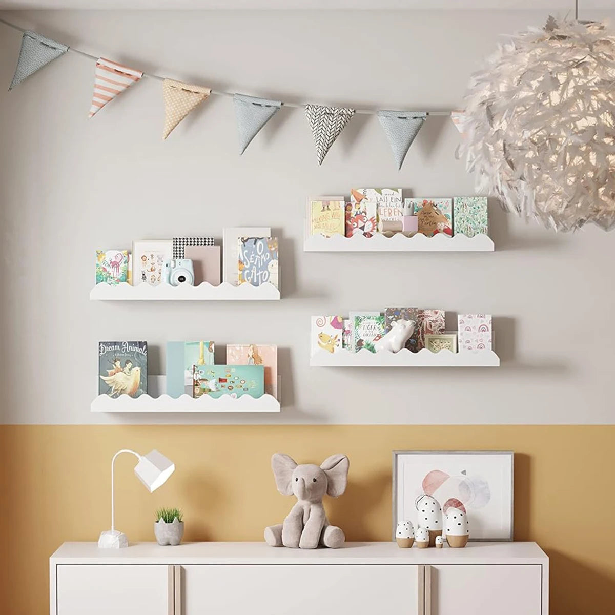 Étagère Ondulé Blanc en Bois