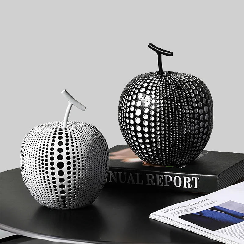 Sculpture décorative contemporaine en forme de pomme abstraite pour intérieur moderne