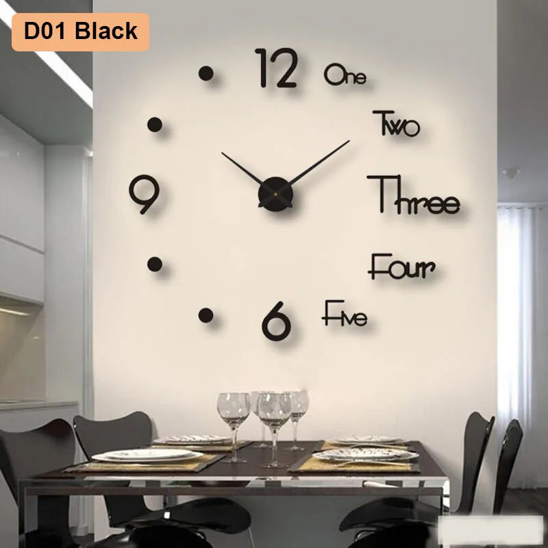Grande Horloge Murale 3D silencieuse