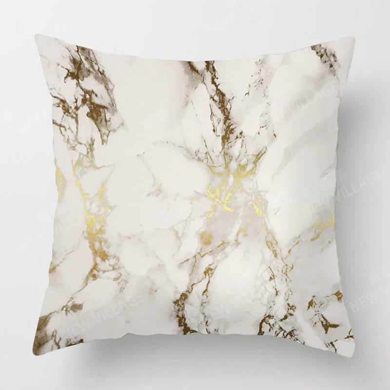 Housse de Coussin Géométrique Marbre