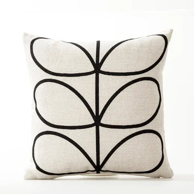 Housse de Coussin en Lin à fleurs géométriques modernes