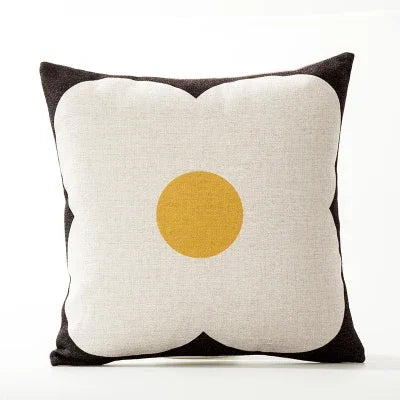 Housse de Coussin en Lin à fleurs géométriques modernes