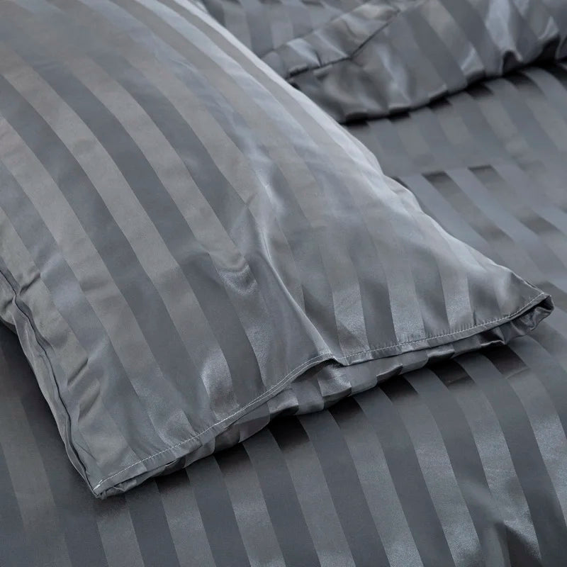 Parure Housse de couette rayée en Satin