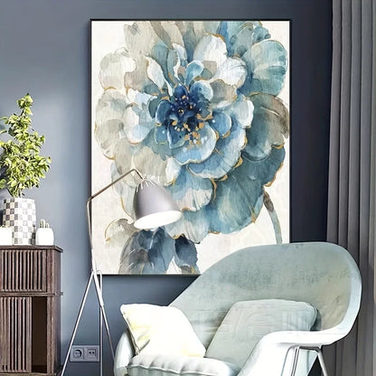 Toile Florale Bleue Abstraite