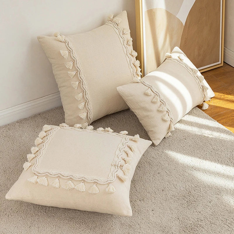 Housse de Coussin Marocaine à Franges