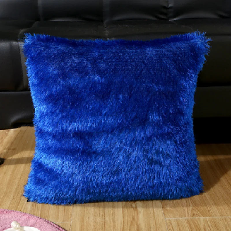 Housse de Coussin en Peluche et Fourrure de velours