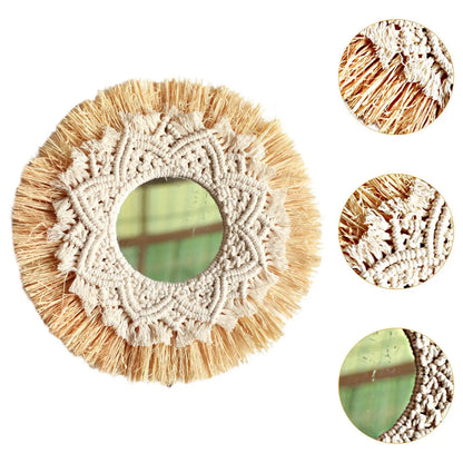 Miroir Décoratif Rond en Macramé